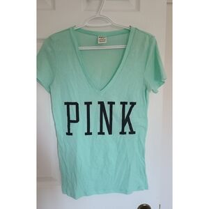PINK Victoria's Secret Light Green V-Neck Tee